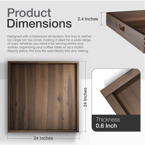 Tidita square ottoman tray with built-in handles for secure transport