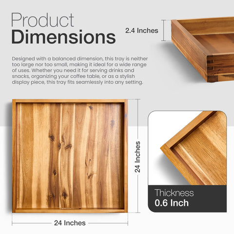 Tidita square serving tray with integrated handles for easy transport