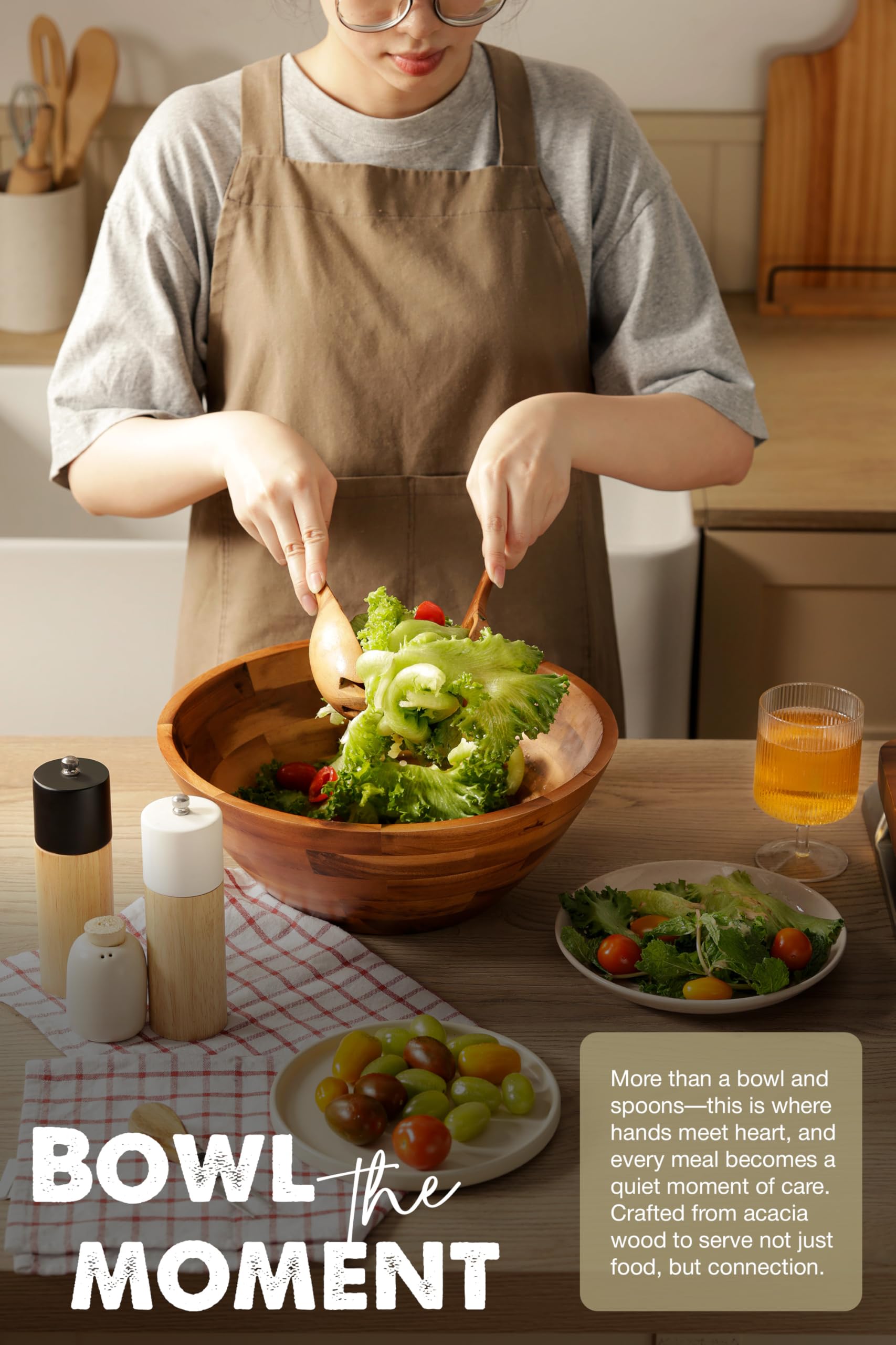 Tidita wood bowl has a food grade oil finish for easy cleaning.