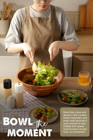 Tidita wood bowl has a food grade oil finish for easy cleaning.
