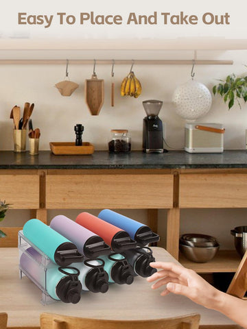 TIDY SAVANT cabinet-friendly design keeps cups and bottles neatly accessible