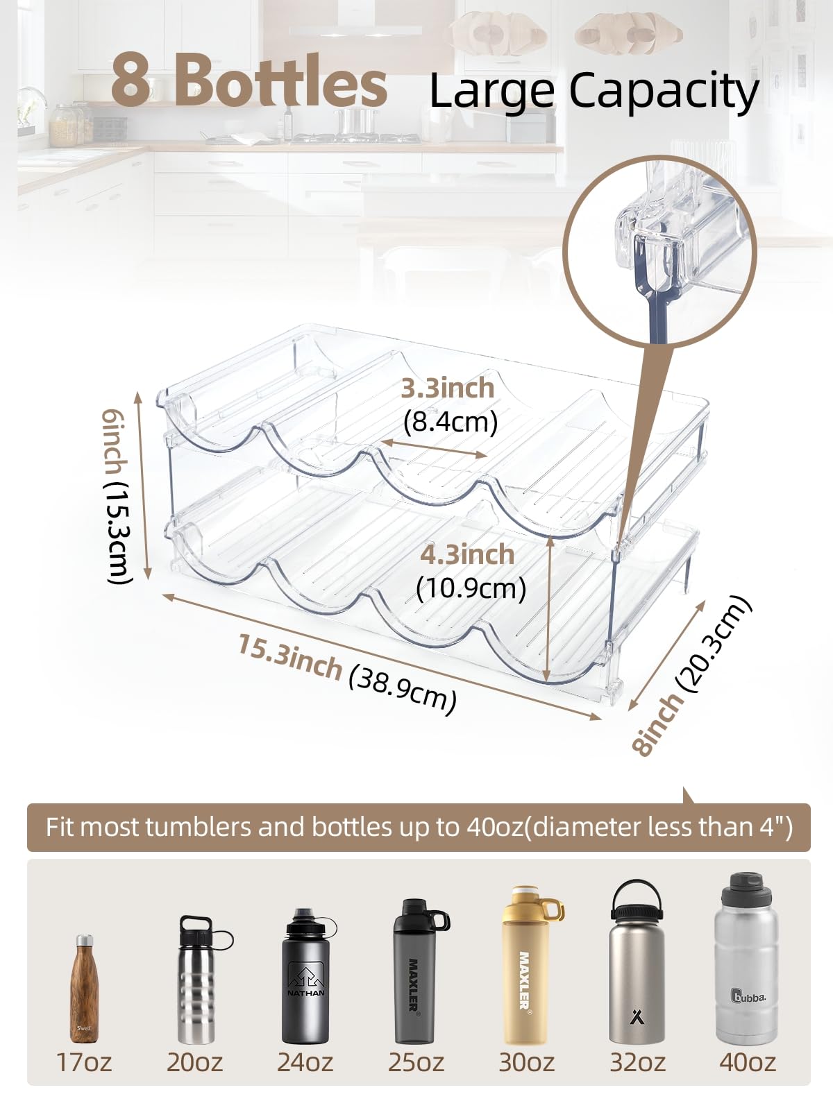 TIDY SAVANT stackable rack for Stanley and YETI bottles saving cabinet space