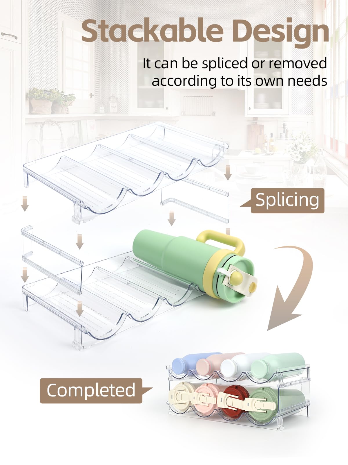 TIDY SAVANT two-tier rack holds eight bottles for organized pantry