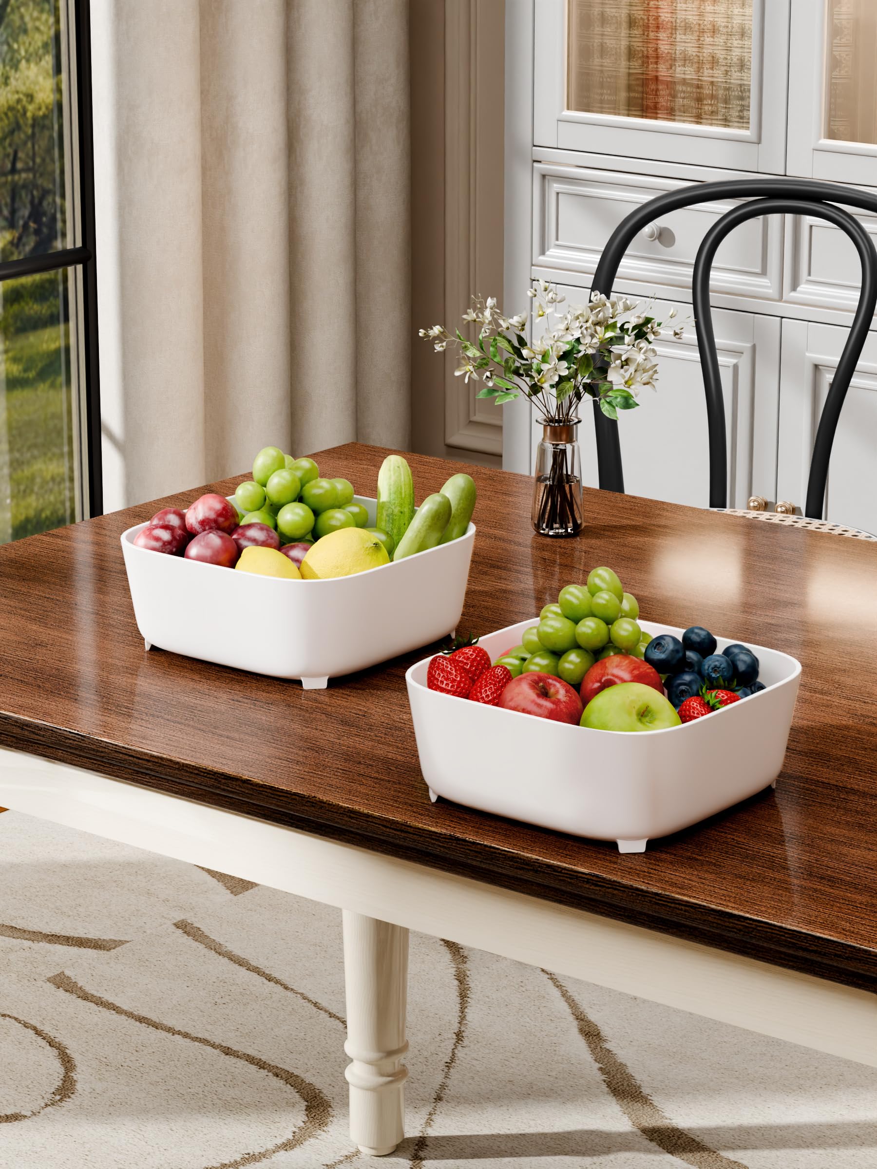 TidyTale stackable colander and bowl set saves kitchen space.