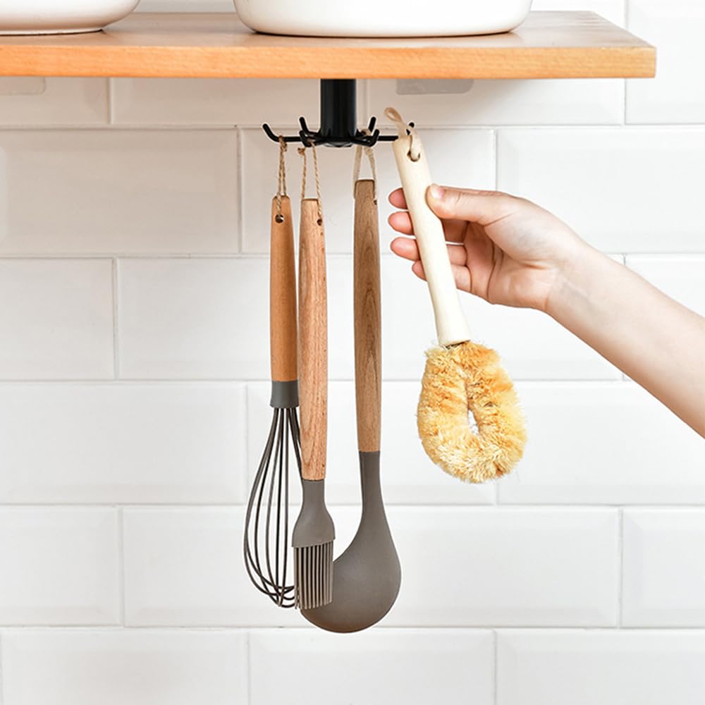 TIE-DailyNec six-hook rack mounted under cabinet for space-saving storage