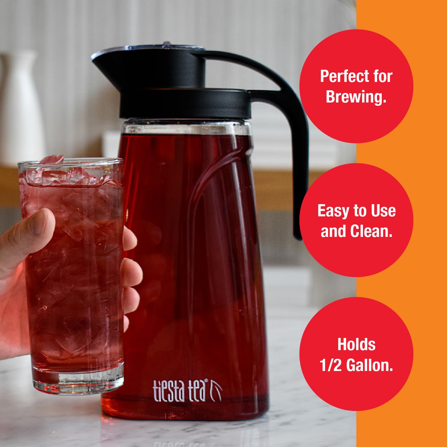 Tiesta Tea BPA-free plastic for safe, reusable cold brew pitcher