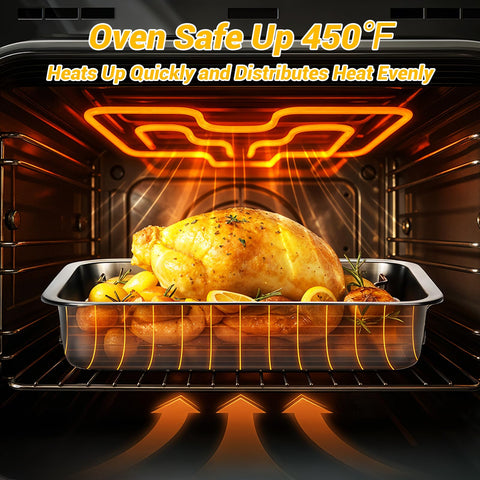 Tifanso roasting pan with dishwasher-safe design for simple cleanup after meals.