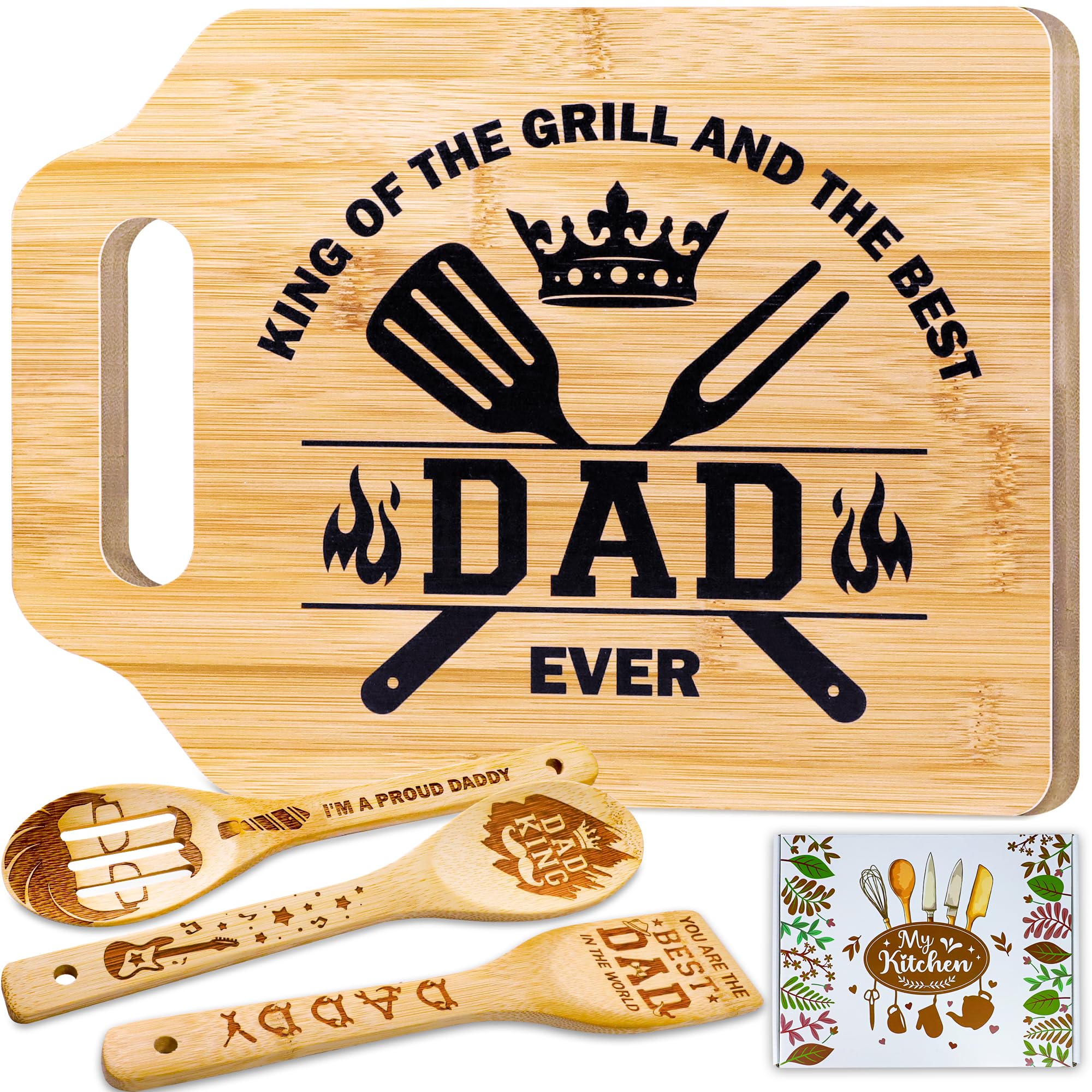 Tifeson cutting board with engraved messages for dad, a thoughtful kitchen gift.