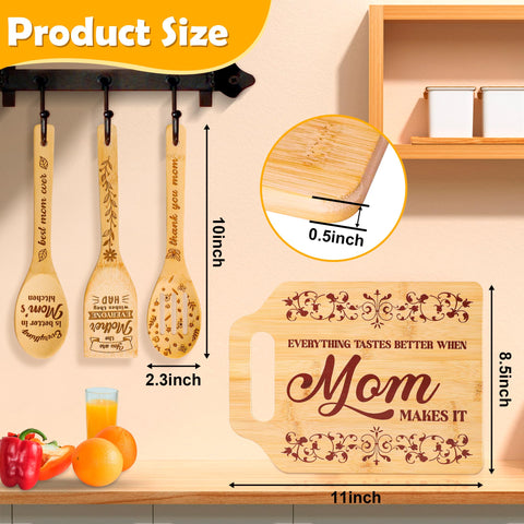 Tifeson cutting board with message Everything Tastes Better When Mom Makes It
