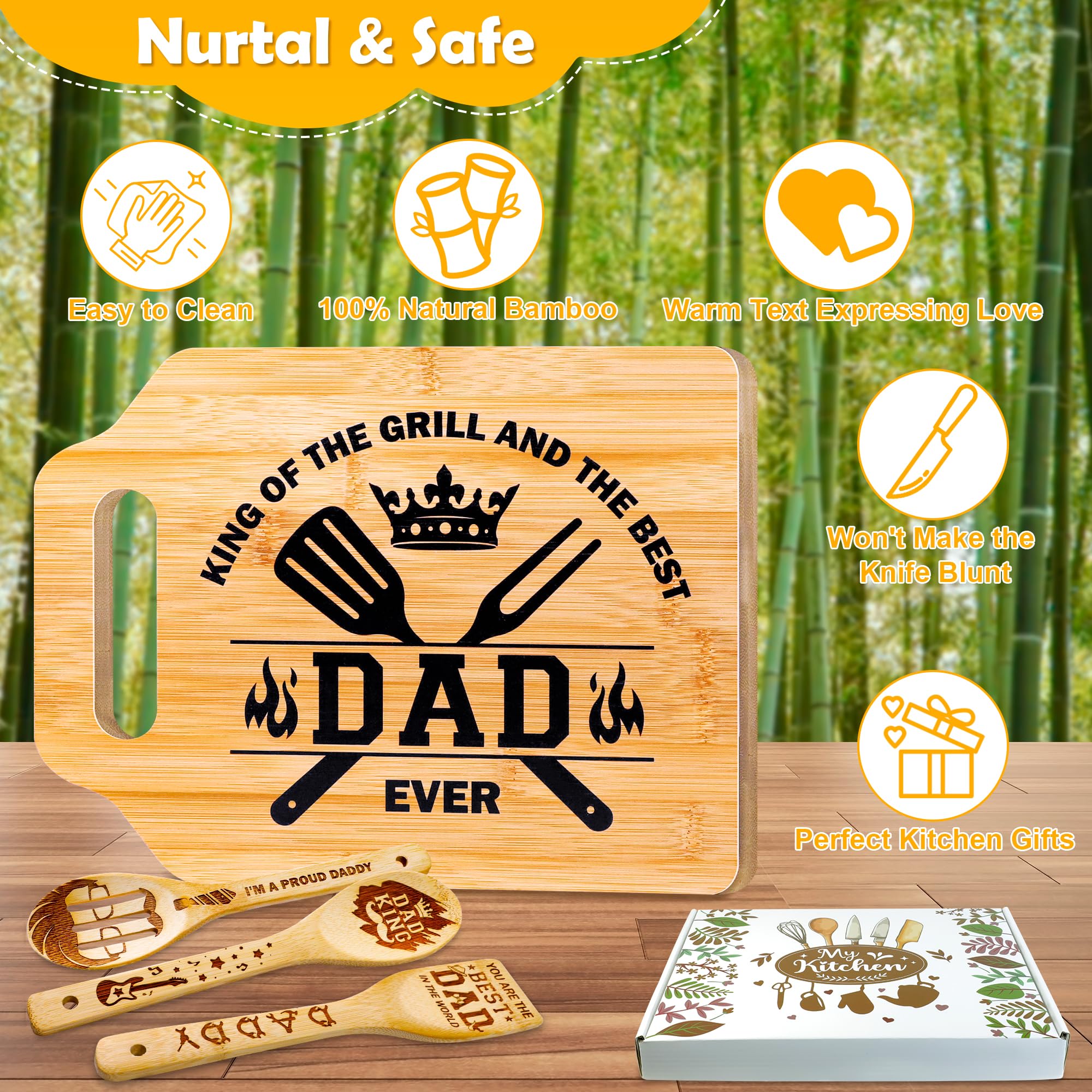 Tifeson cutting board with rectangular handle, easy to carry during prep.