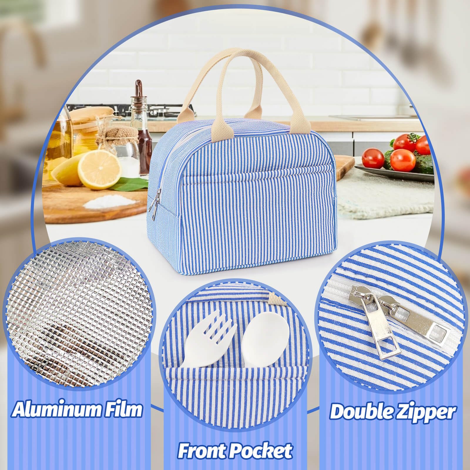 TIFFYONEK lunch bag striped design blends fashion with practicality for daily use.