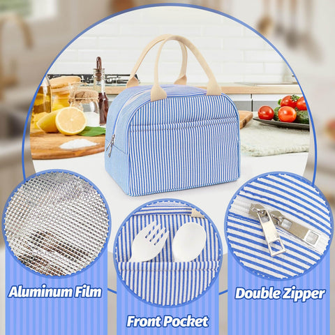 TIFFYONEK lunch bag striped design blends fashion with practicality for daily use.