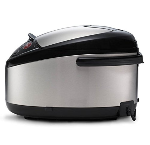 Tiger JAX-T18U-K shows 10-cup capacity for family-size rice cooking.