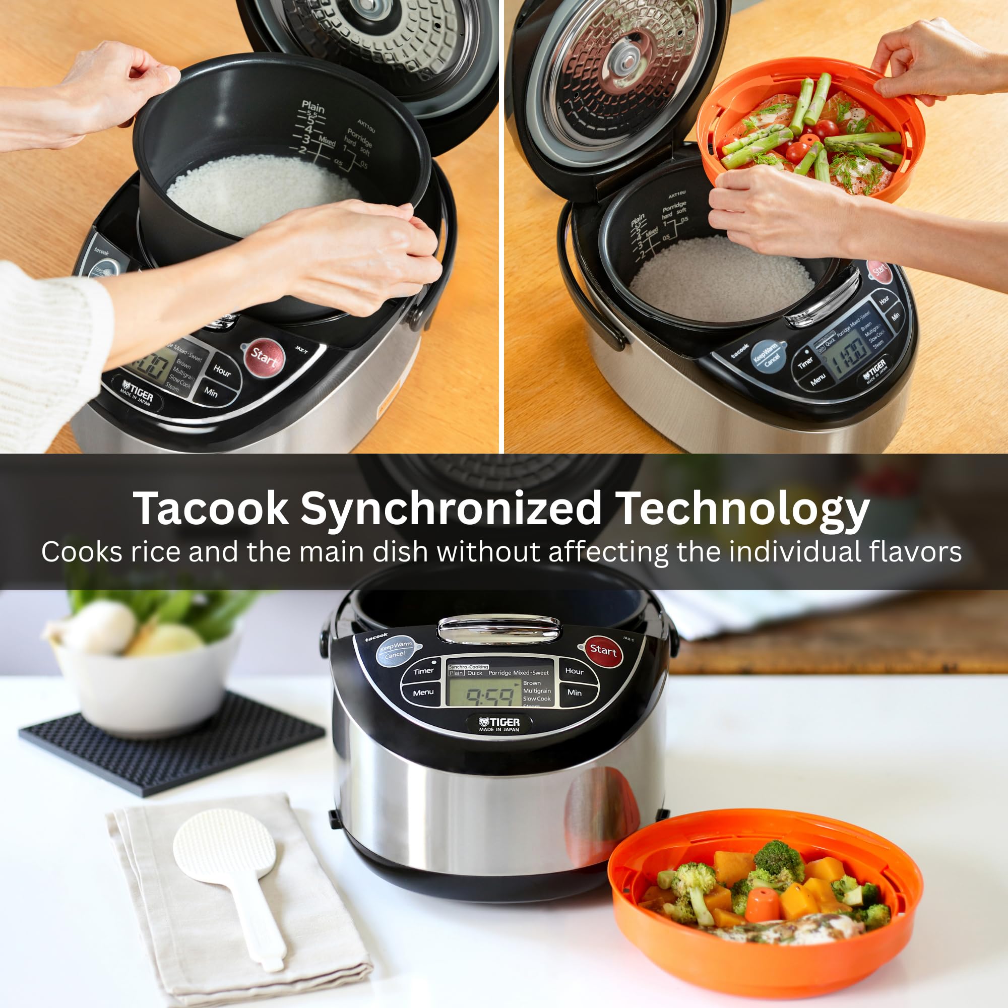 Tiger JAX-T18U-K BPA-free cooking plate supports safe, versatile cooking.
