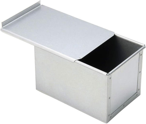 Tiger Crown bread mold with lid, top view, secure sliding lid for steady baking.