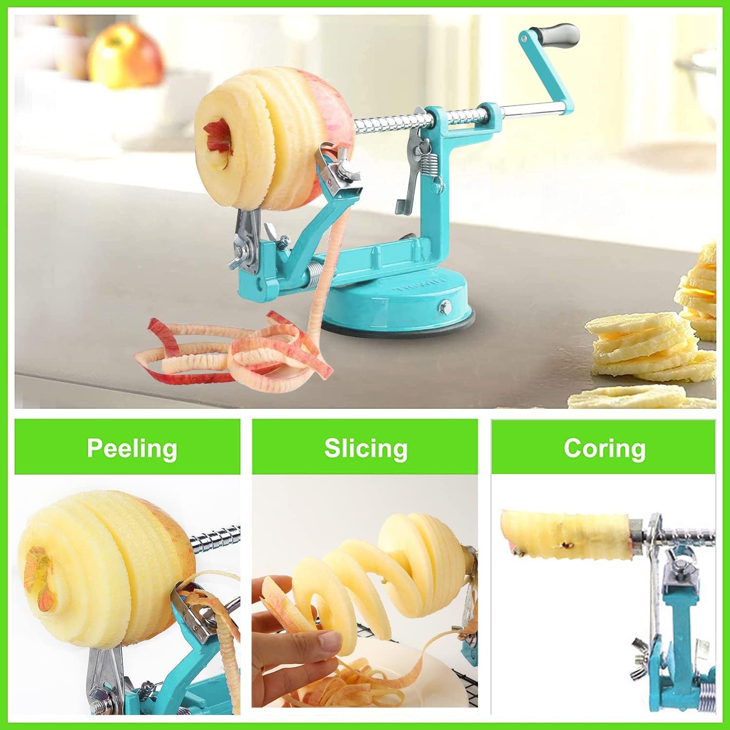 Tigwin stainless steel blades stay sharp for precise fruit and veggie prep