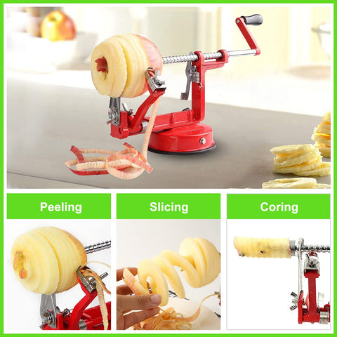 Chrome plated parts and poly handle offer durable, comfortable use on the counter.