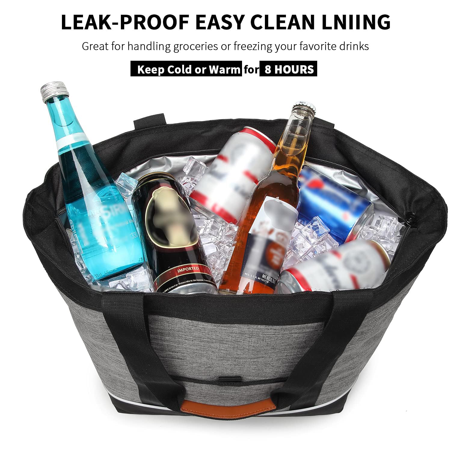 TIIOCTI cooler bag leakproof lining closeup highlighting spill resistance