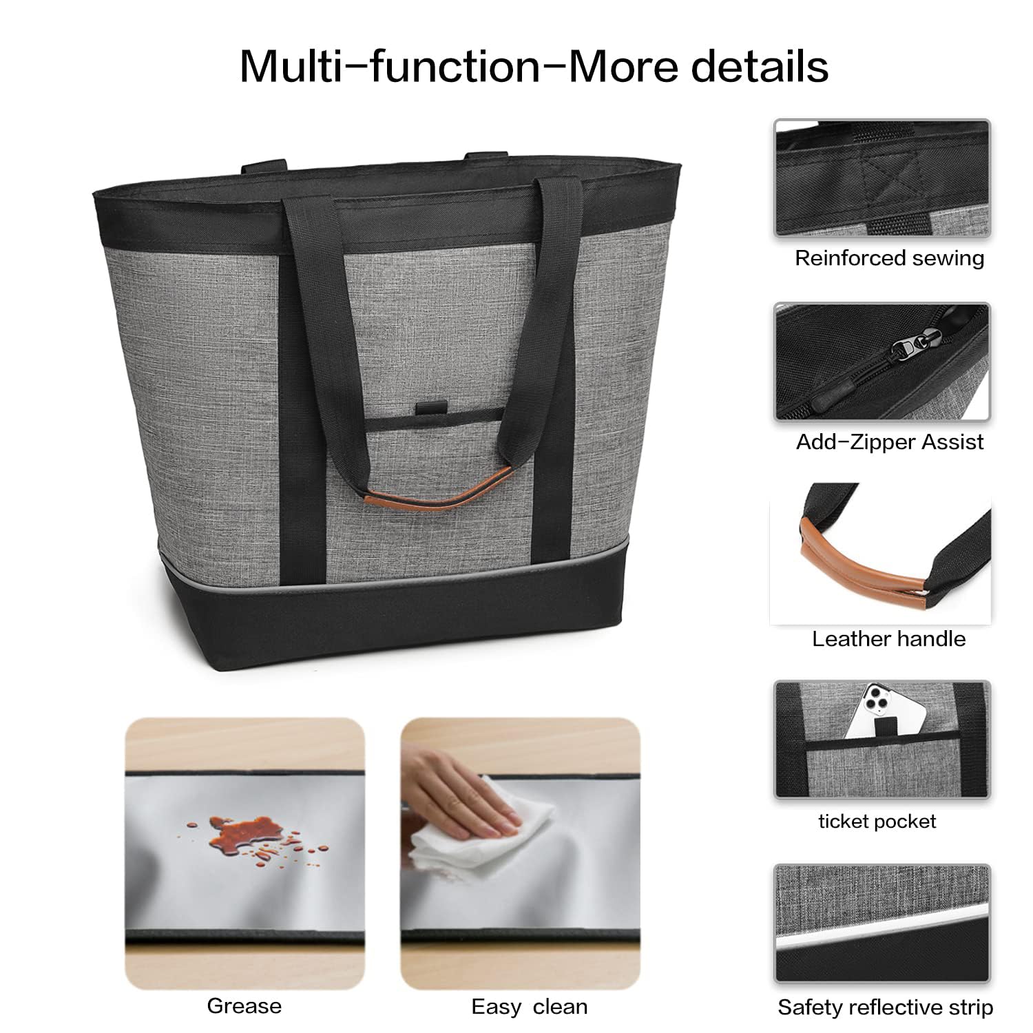 TIIOCTI insulated cooler bag interior foil lining reveals cold-item preservation