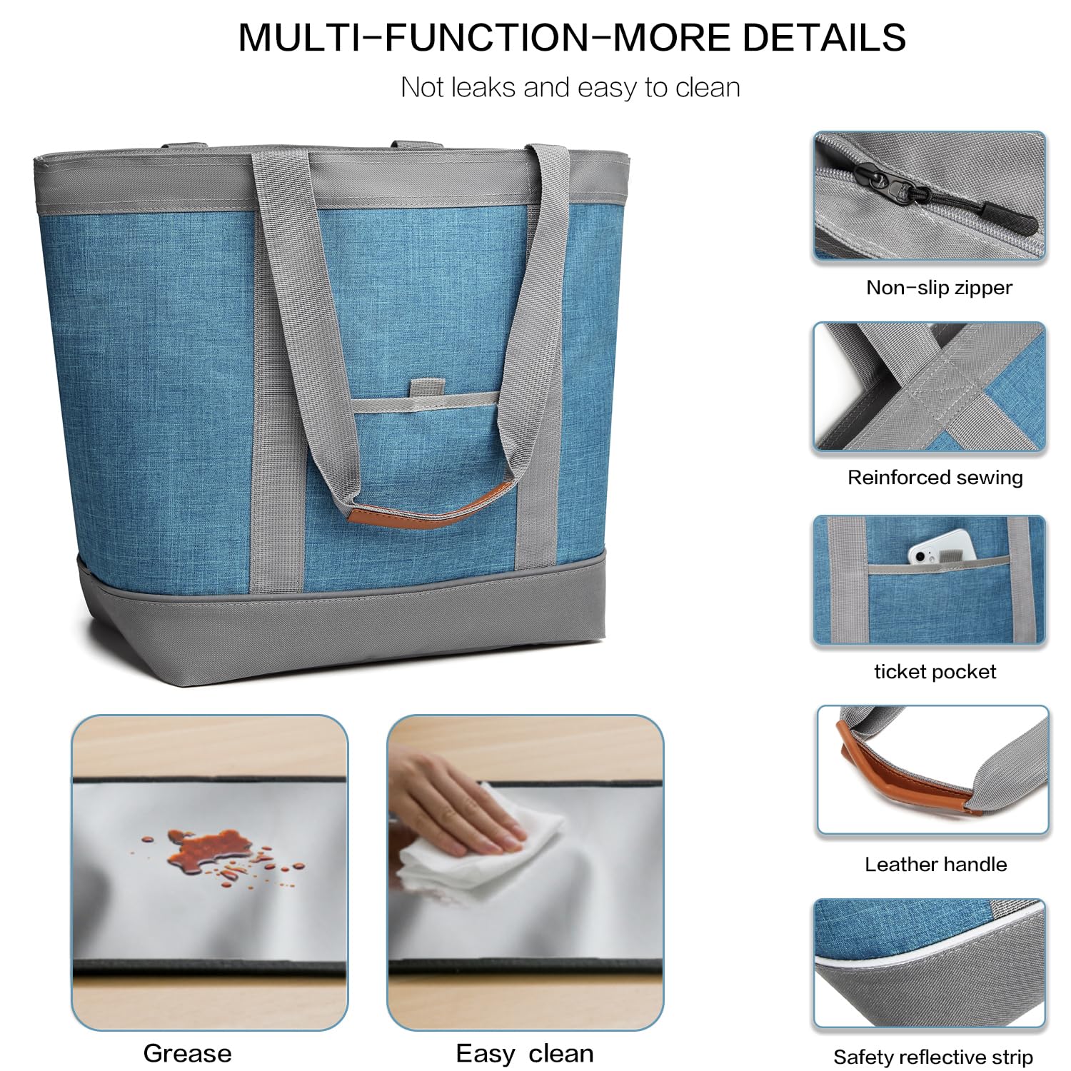 TIIOCTI insulated cooler bag side-pocket view with extra storage space
