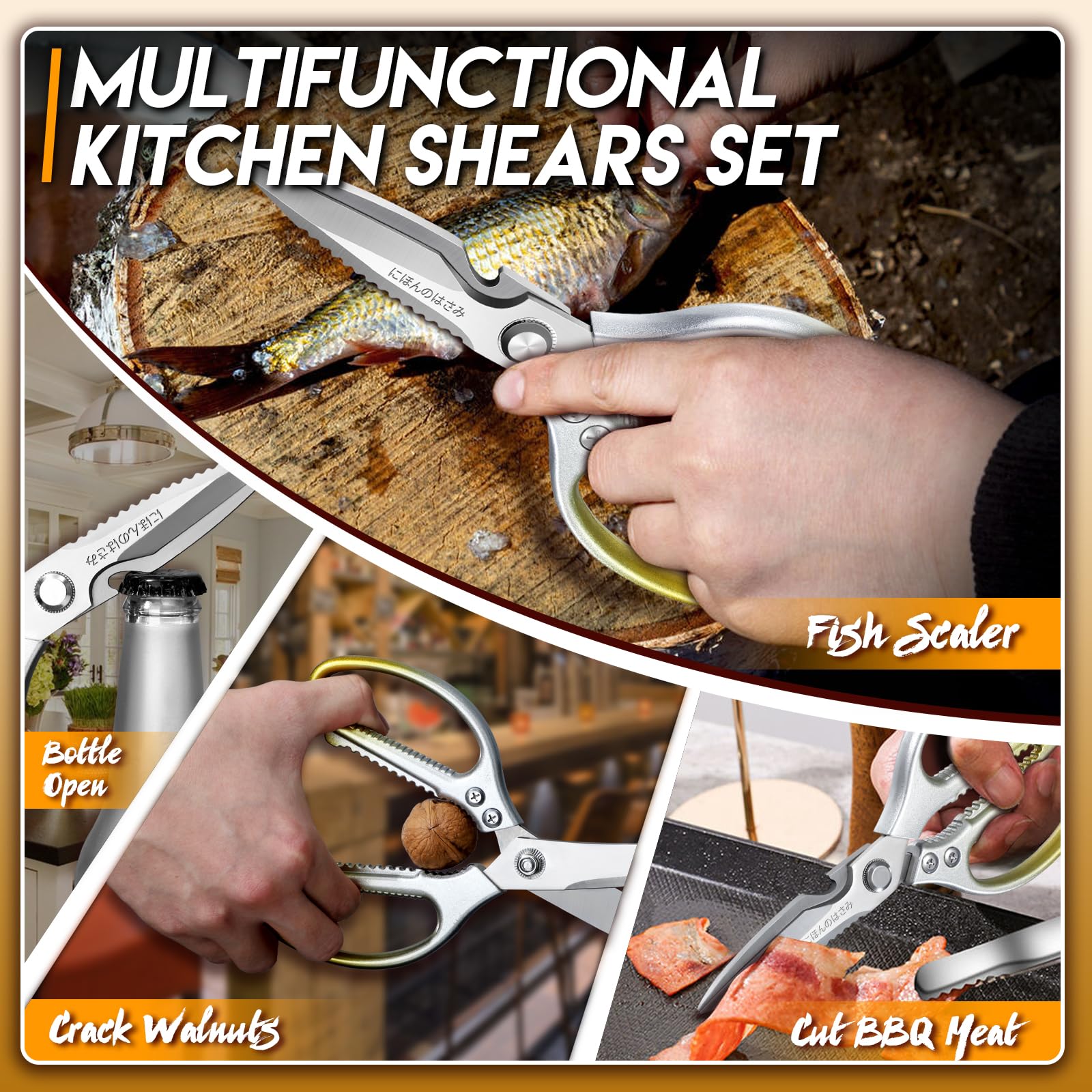 TIJERAS heavy-duty poultry scissors for tough bones and robust meat cuts.