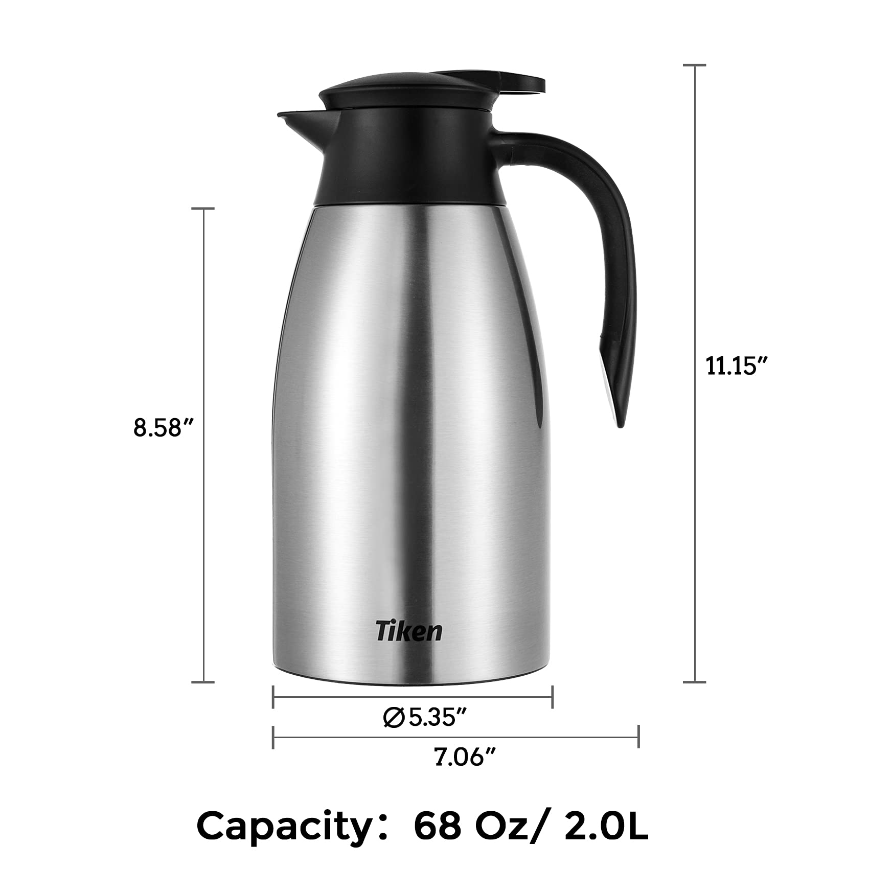 Tiken carafe pouring with groove spout for drip-free pour.