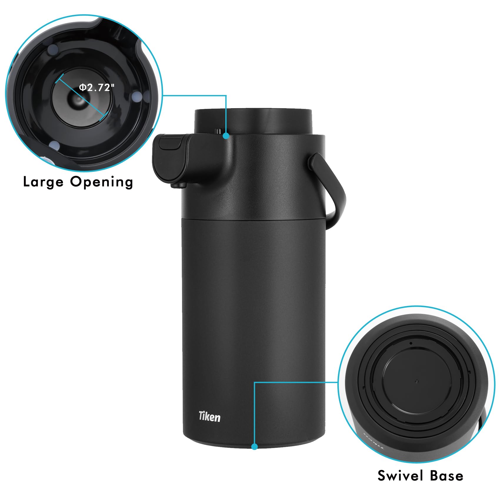 Tiken Airpot removable lid makes cleaning and refilling simple and fast.