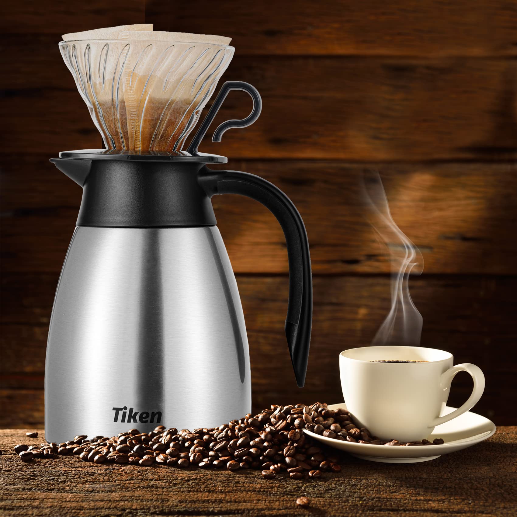 Tiken push button pour design enables easy one handed serving
