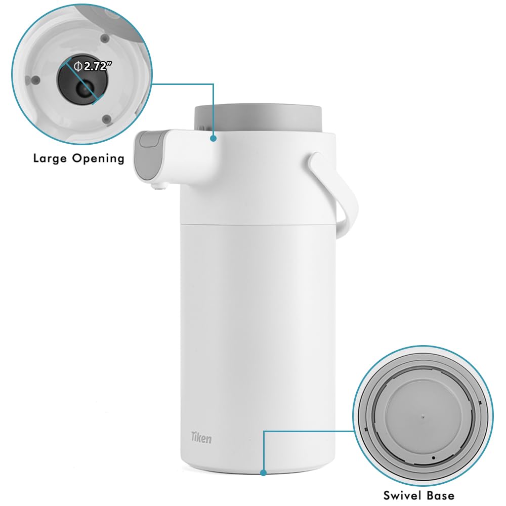 Tiken removable lid and wide mouth for easy cleaning and refilling