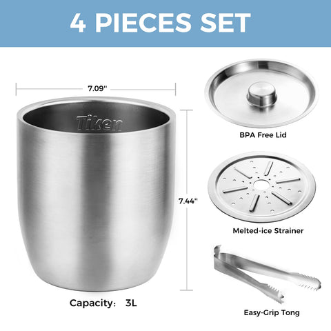 Tiken stainless steel ice tong with sharp teeth for secure ice transfer
