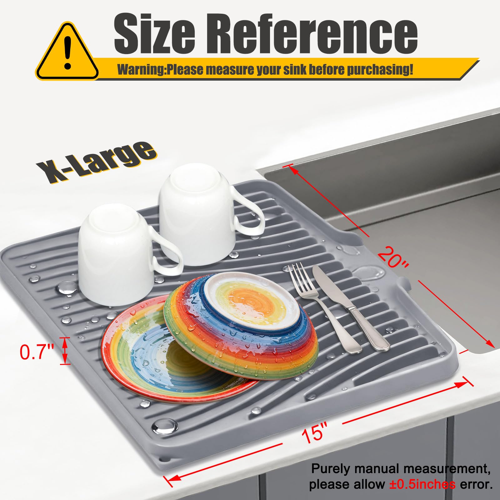 TIKNIK mat with built-in drain to channel water into sink.