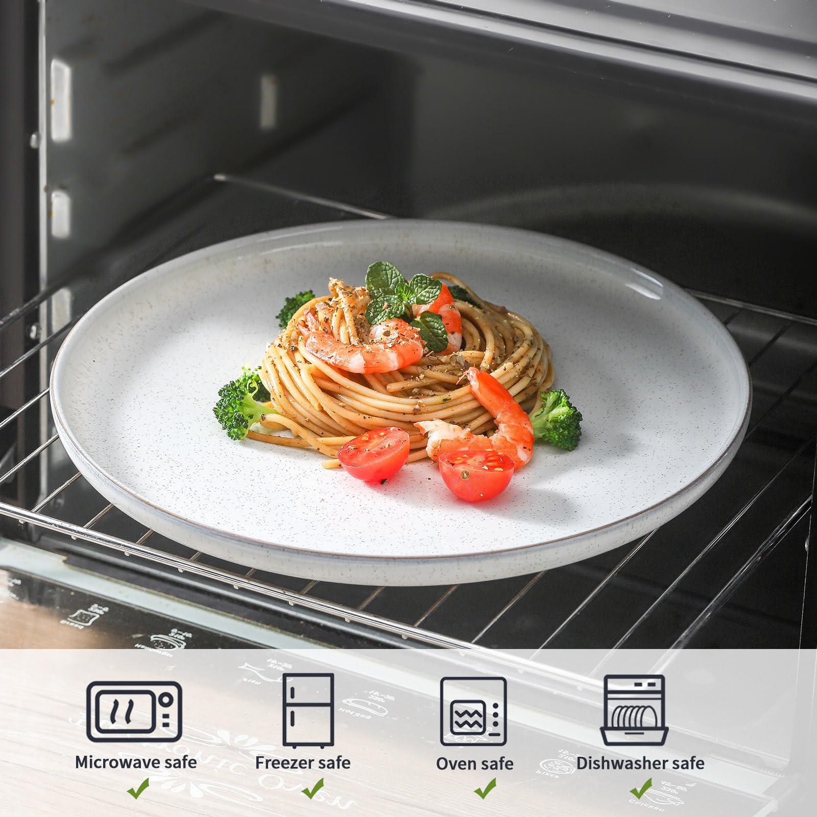 Tikooere ceramic dinner plates scratch-resistant surface stays pristine daily use.