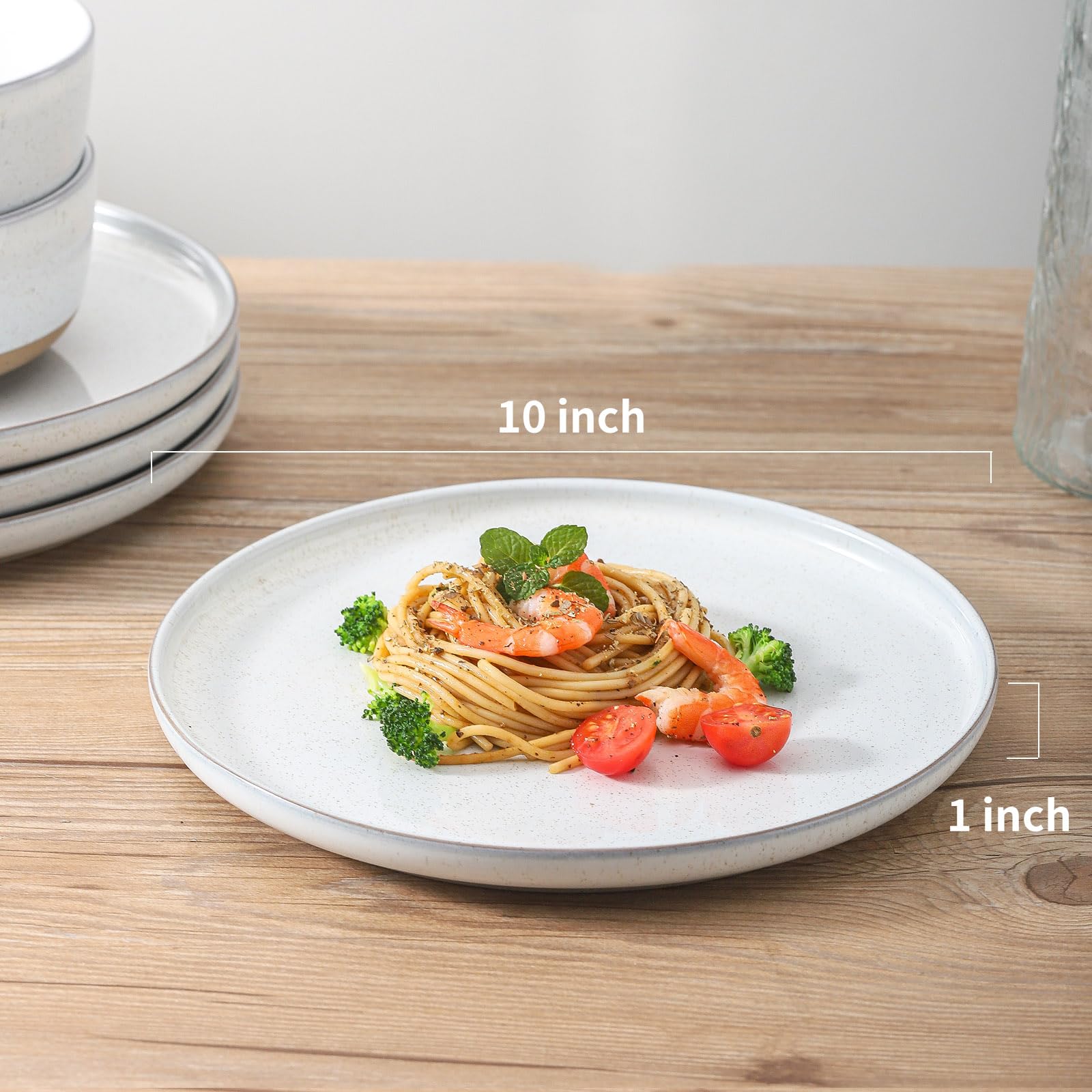 Tikooere ceramic dinner plates stackable design saves kitchen space.