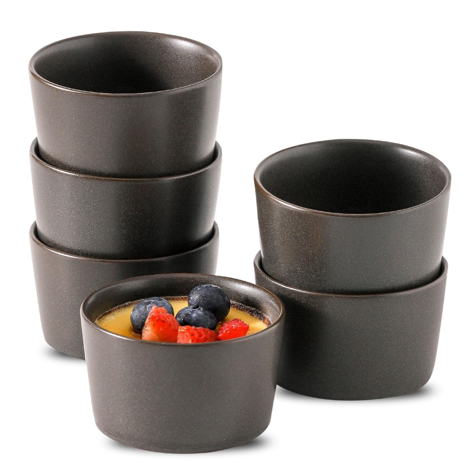 Tikooere ramekins 2.5 oz in matte black for individual desserts and precise portions.