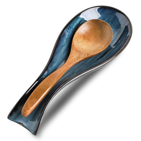 Tikooere ceramic spoon rest on stove top catching drips for tidy counters
