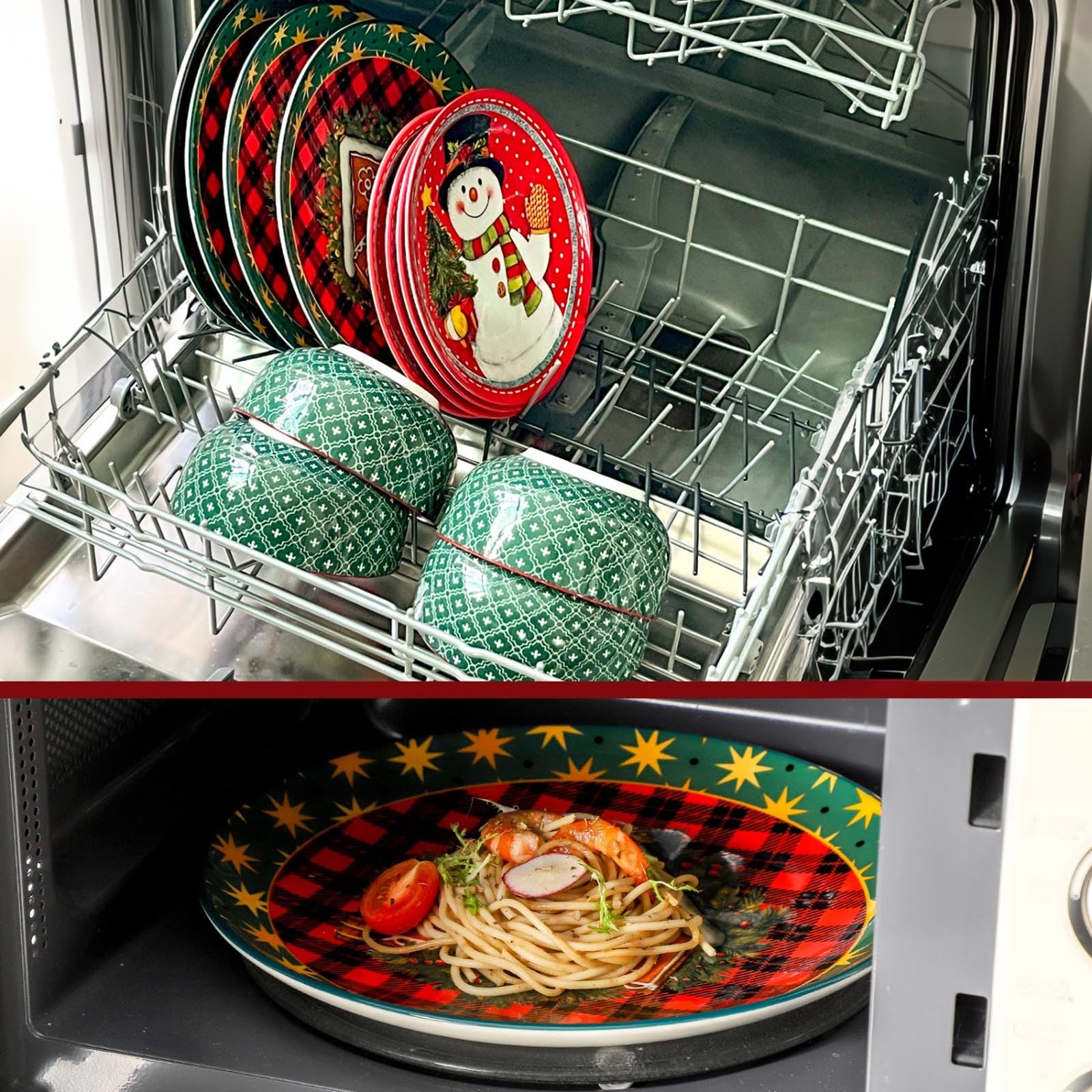 Tikooere durable stoneware dishware designed for convenient microwave and dishwasher use