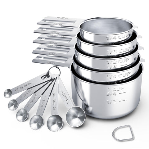 TILUCK stainless steel measuring cups set front view for precise cooking measurements
