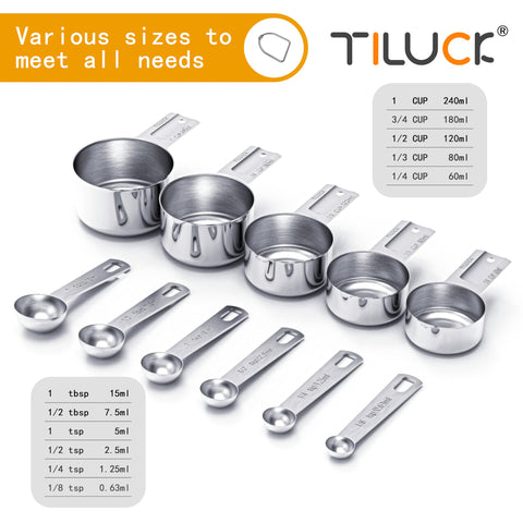 TILUCK measuring cups set side view showing durable, stackable design