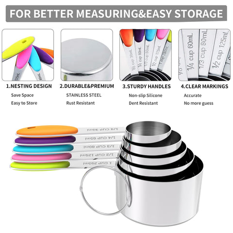 TILUCK dishwasher-safe measuring set for easy cleanup and organization.