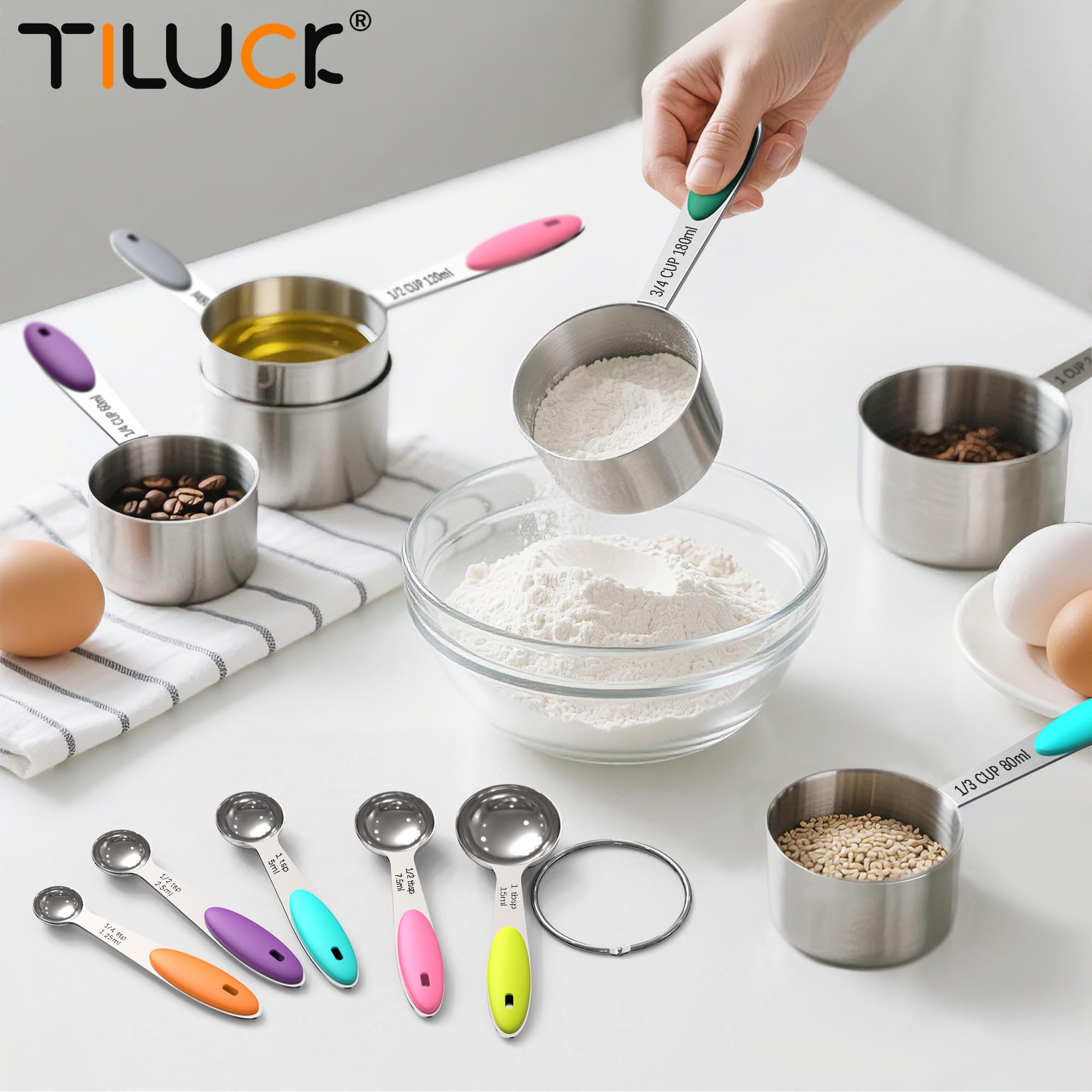 TILUCK engraved size marks provide clear, quick identification during busy meal prep.