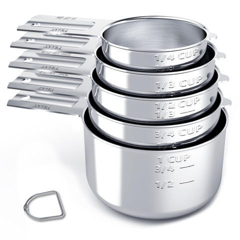 TILUCK measuring cups collection in stainless steel for precise dry and wet measurements.