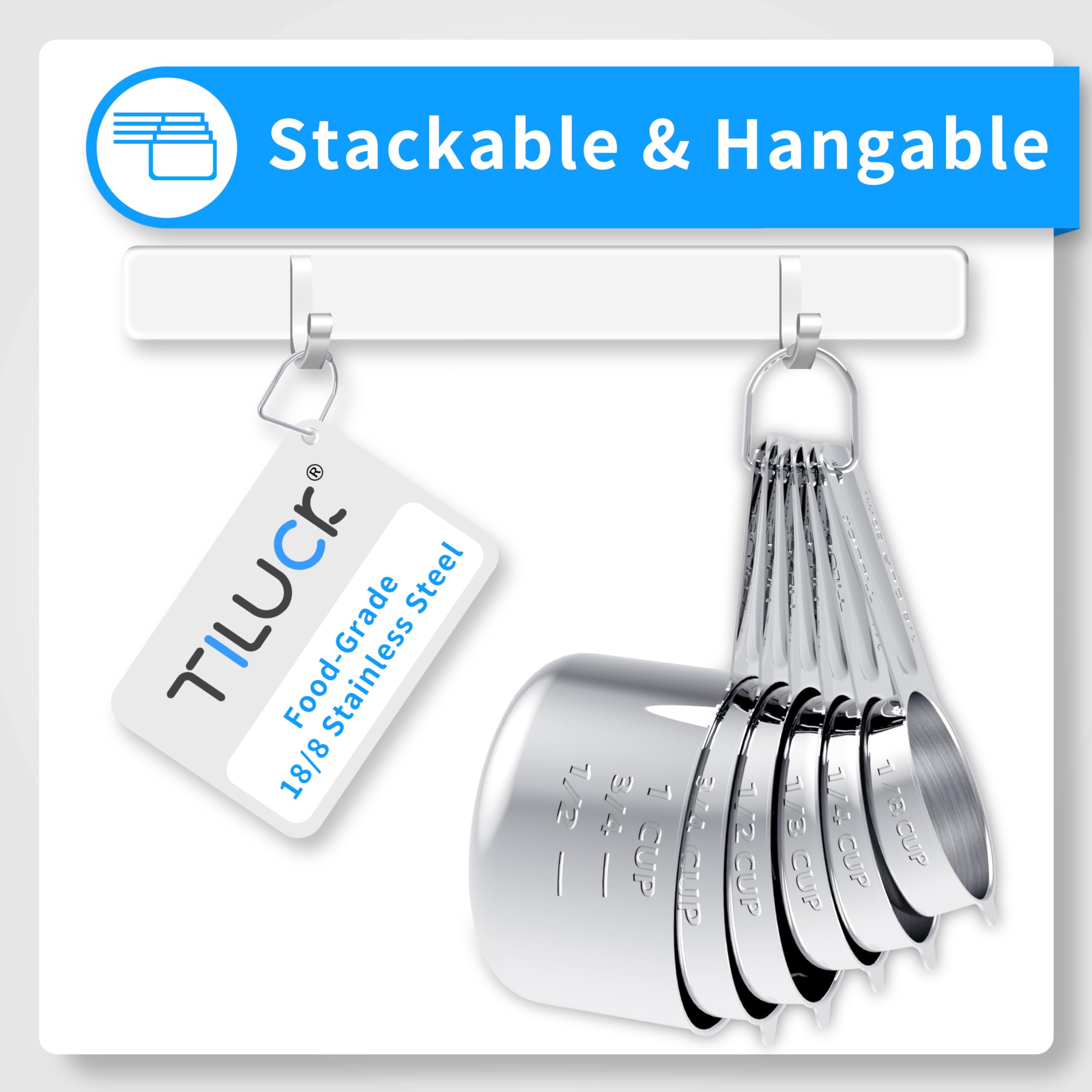 TILUCK measuring cups and spoons nested to save valuable kitchen drawer space