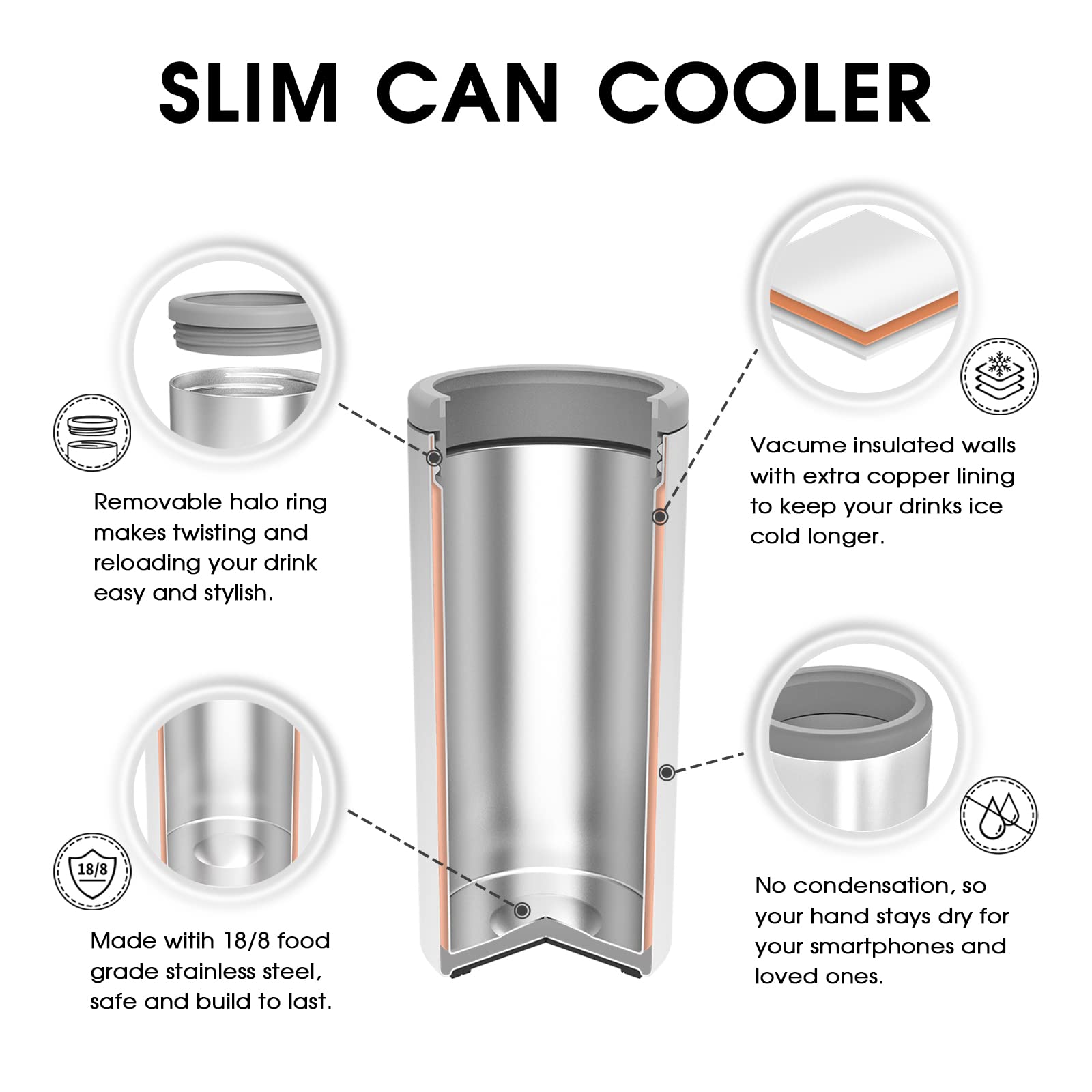 TILUCK Skinny Can Cooler displays double-wall insulation preserving chill