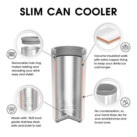 TILUCK Skinny Can Cooler displays double-wall insulation preserving chill