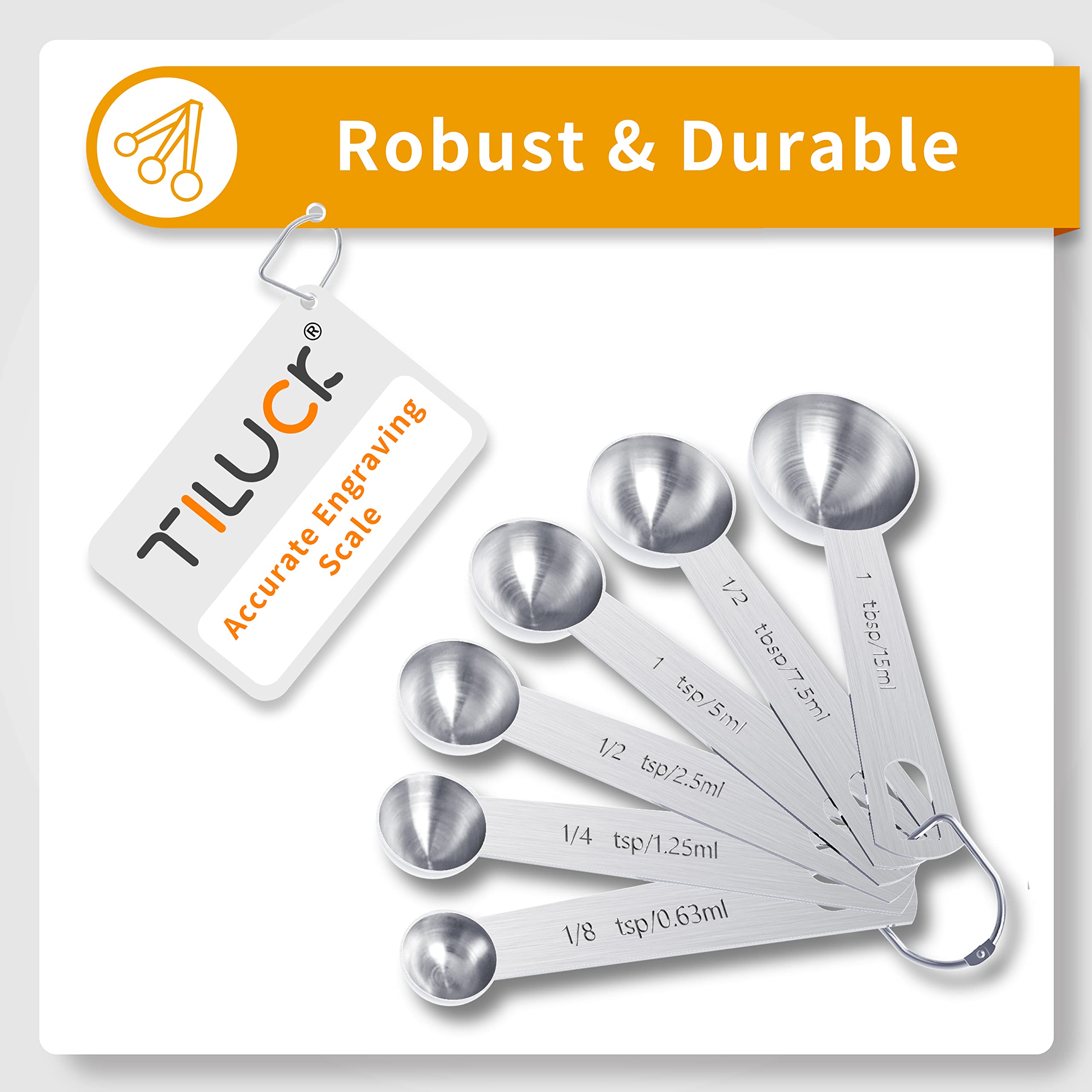 TILUCK measuring spoons set in a drawer for easy access while cooking