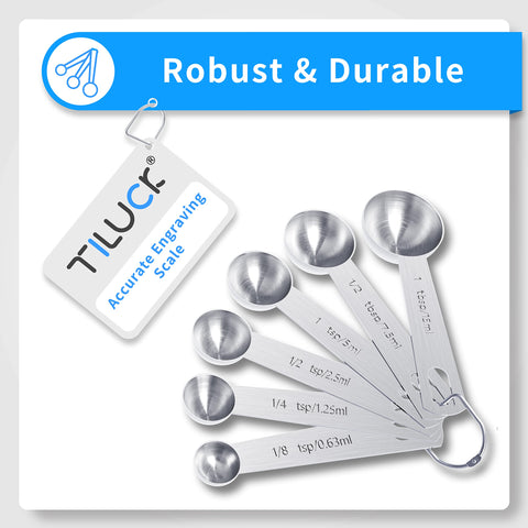 TILUCK stackable measuring cups and spoons save space and reduce clutter in your kitchen.