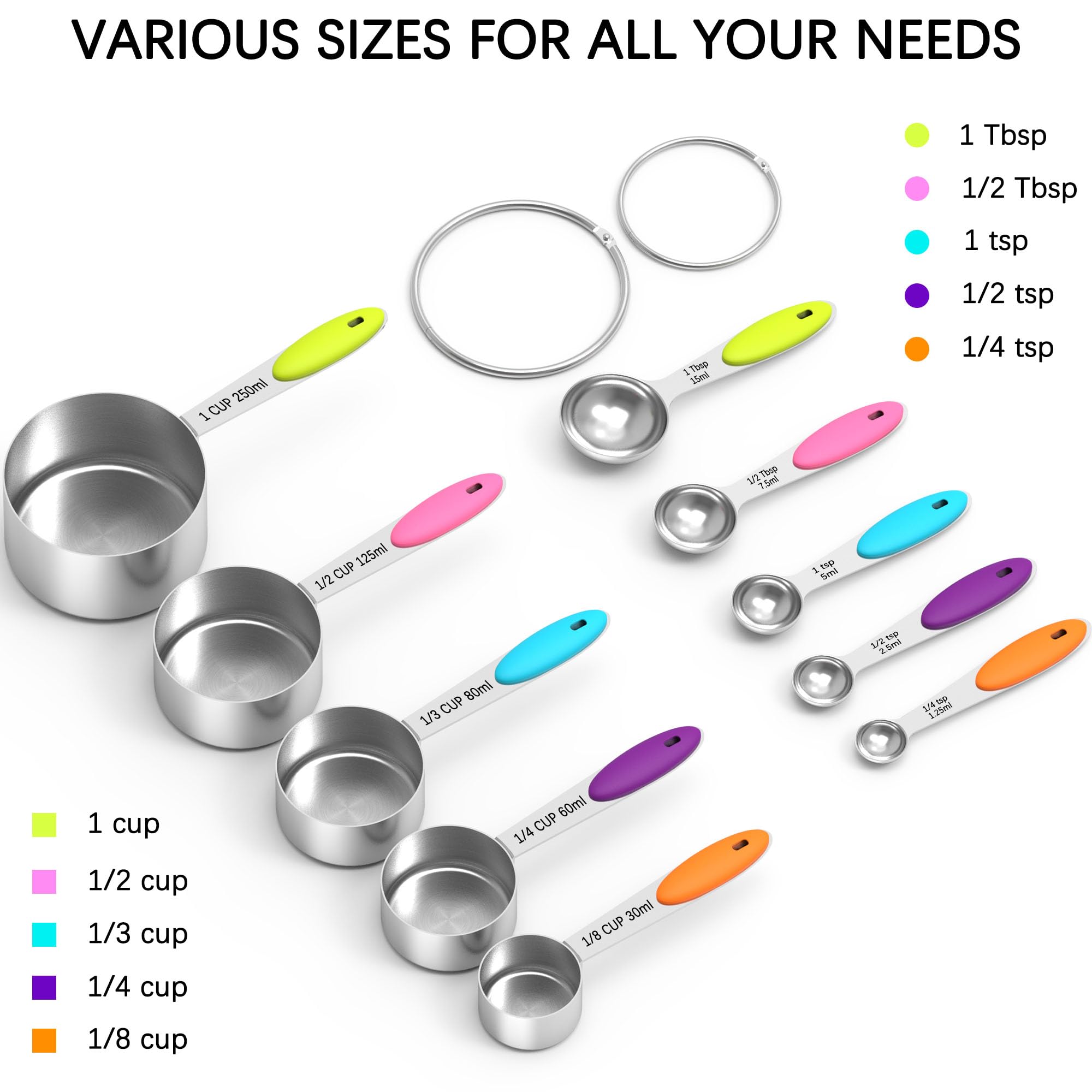TILUCK stainless steel measuring cups for durable kitchen tools that resist rust.