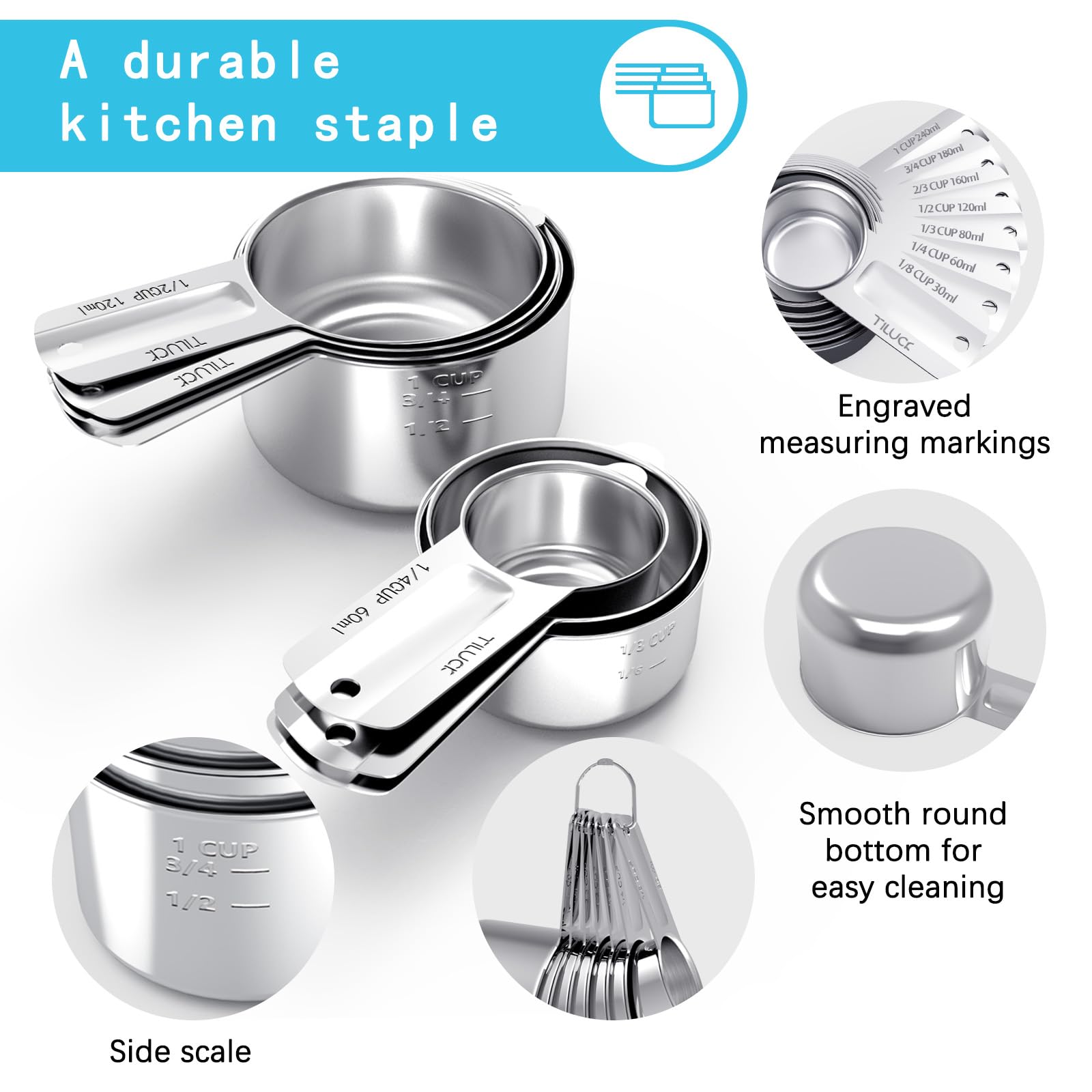 TILUCK set shown pouring ingredients, suggesting versatile use in baking and cooking.