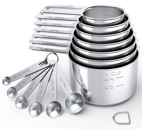 TILUCK stainless steel measuring cups set, durable and rust-resistant for daily cooking.