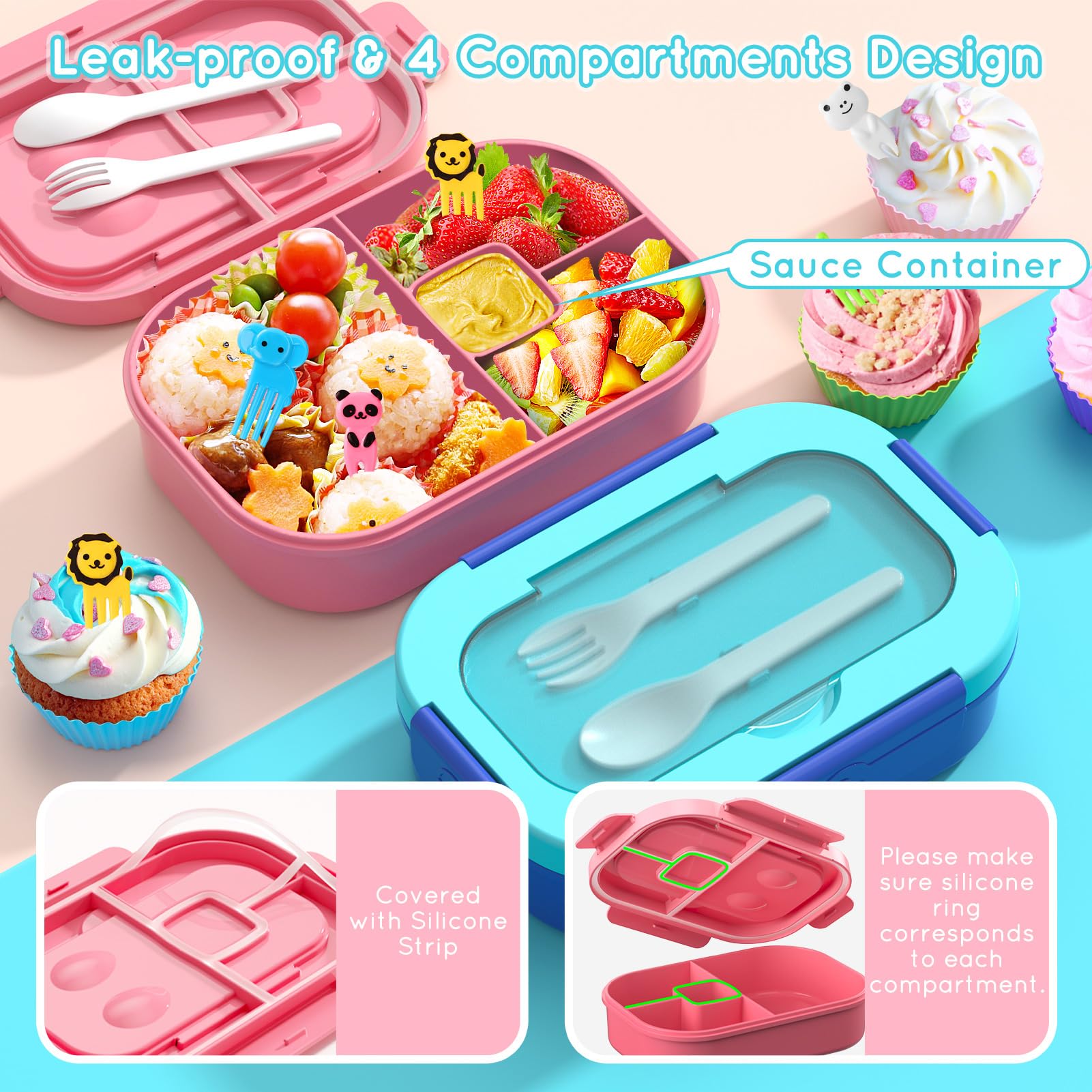 TIME4DEALS leakproof lid seals sauces, keeping lunches tidy during transport.